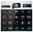 Vector video players features and specifications icon set Vector video players features and specifications icon set