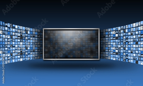 Photo: Flat Screen TV Monitor with Streaming Images Flat Screen TV Monitor with Streaming Images