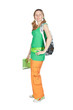 Student with backpack and notebook.
