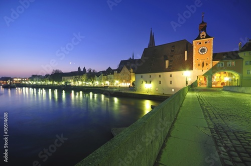Photo: Stone Bridge and Brucktor City Gate in Regensburg Stone Bridge and Brucktor City Gate in Regensburg