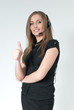 Happy smiling attractive call center operator