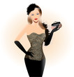 Fashion illustration-Beautiful girl in black dress Fashion illustration-Beautiful girl in black dress