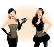 Fashion illustration-Beautiful girls in black dress Fashion illustration-Beautiful girls in black dress