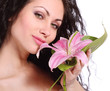 beautiful woman with lily flower