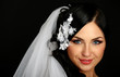 Portrait of the beautiful bride on a dark background Portrait of the beautiful bride on a dark background
