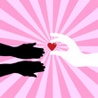 Vector: Silhouette of hands giving love symbol Silhouette of hands giving love symbol