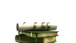 Diploma on top of the books stack