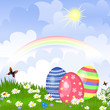 Easter eggs in the meadow