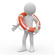 Man with an orange life preserver
