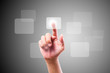 hand pushing button on touch screen hand pushing button on touch screen