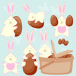 Vector: Easter bunnies love easter eggs! Easter bunnies love easter eggs!