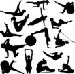 Vektor: pilates women silhouettes - vector pilates women silhouettes - vector