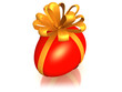 red easter egg with golden ribbon