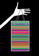Vector: hand hold bright colored shopping bag hand hold bright colored shopping bag
