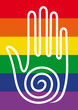 Vector: hand on rainbow background hand on rainbow background