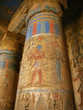 Polychromed columns in Medinet Habu temple. Luxor, Egypt