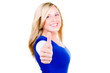 blonde jugendliche zeigt daumen hoch zur motivation