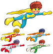 Young superheroes. Vector characters. Isolated objects