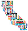abstract word cloud based vector map of california state