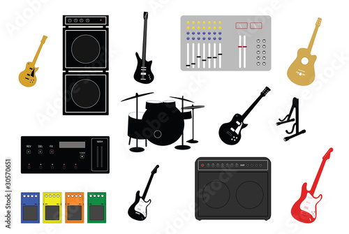 Vector: musical instruments and studio equipment illustrations musical instruments and studio equipment illustrations