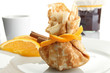 pancake filled like purse with orange marmalade