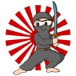 Ninja standing against a Rising Sun background Ninja standing against a Rising Sun background
