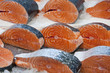 Fresh salmon steaks on display at Central Market in Riga Fresh salmon steaks on display at Central Market in Riga