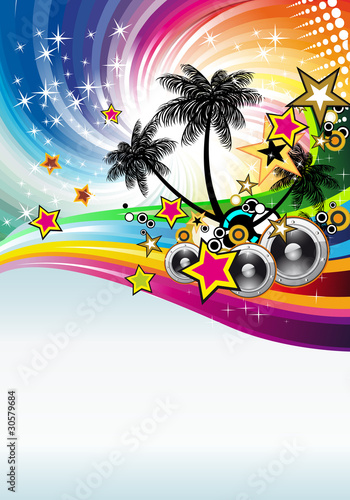 Vector: Tropical Disco Dance Background Tropical Disco Dance Background