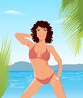 pretty brunette girl on beach