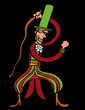 Tamer of circus prepares to give a lash with his whip