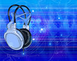Headphones & technology background. Vector illustration - eps10