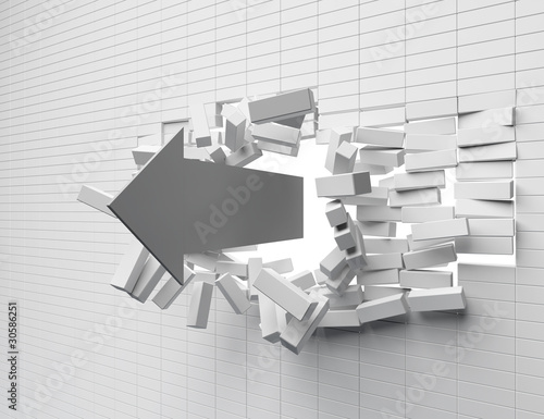 Illustration: Destruction of a brick wall arrow Destruction of a brick wall arrow