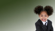 Beautiful Little Business Woman on Green Background