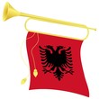 vector illustration bugle with a flag  Albania