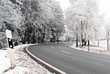 Autostraße durch Winterlandschaft