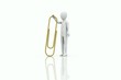 3d human hold a big paper clip