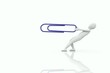 3d human pull a big paper clip