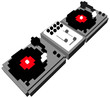 Cartoon style double turntable in 3D pixels