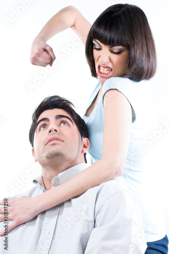 woman hitting husband