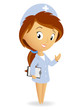 Cute female nurse with tablet notepad chart