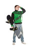 Boy with snowboard.