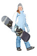 Girl with snowboard.