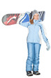 Girl with snowboard.