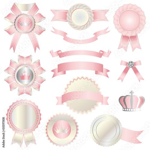 Vector: pink emblem set pink emblem set