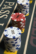 Close up of stacks of gambling chips