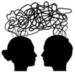 man and woman thinking on same way, idea concept, vector man and woman thinking on same way, idea concept, vector