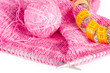 Handmade needle knitted pink canvas