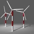 Wind turbine farm 3D render