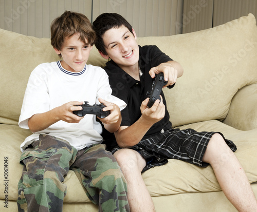 Photo: Brothers Play Video Games Brothers Play Video Games