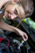 femme, fille, bricolage, mécanique, nulle, crise de nerfs, auto